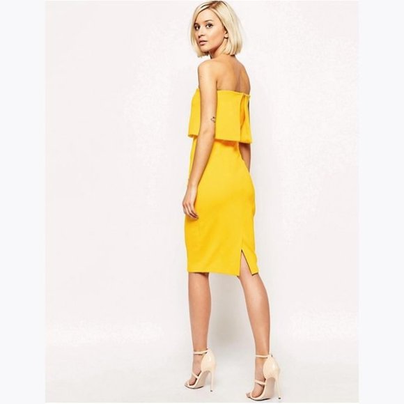 LAVISH ALICE Yellow Bandeau Bodycon Midi Dress 6 - Picture 11 of 13